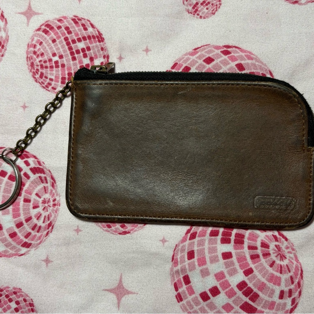 Vintage coach Brown Leather Keychain coin purse Wallet